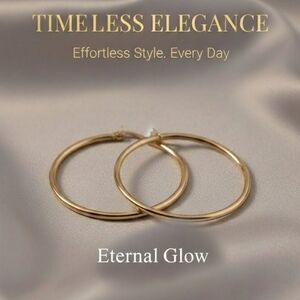 Classic Gold-Tone High-Polish Hoop Earrings Women's Size 40mm (Large) - Sealed